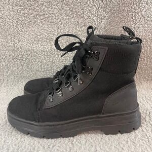 Dr. Martens Combs Combat Boots Womens Size 9 Black Canvas Lace Up Utility Boots